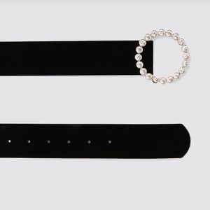 ZARA NWT VELVET BLACK BELT WITH JEWELED BUCKLE